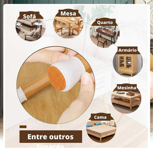 Kit com 16 Peças de Protetor de Pés de Cadeira e Mesa em Silicone